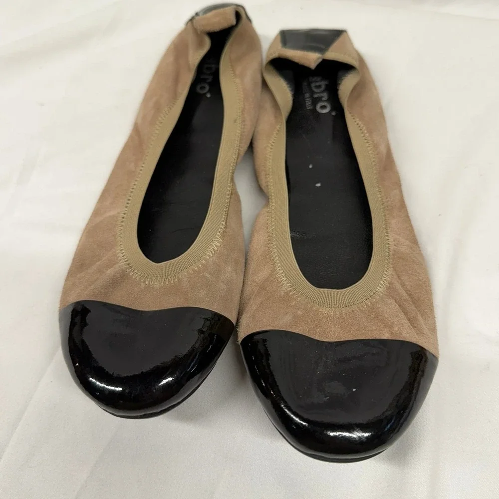 Abro Italy Women's Luxury Brand‎ Tan and Black Suede Leather Ballet Flats EU39/